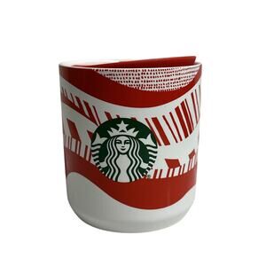 Starbucks Coffee 2021 Holiday Christmas Ceramic 8 ounce Mug Cup with Lid
